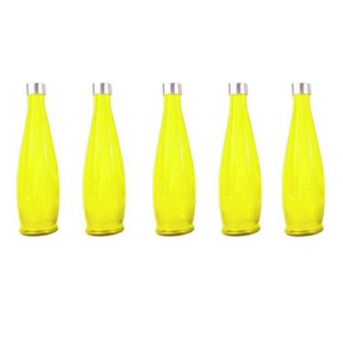 Imagem de 5un GARRAFA DE VIDRO TAMPA INOX ACQUA ÁGUA SUCO AMARELO - Tuut