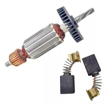 Imagem de Induzido + Escova De Carvão P/ Furadeira Makita Hp1500 110v - Bolte