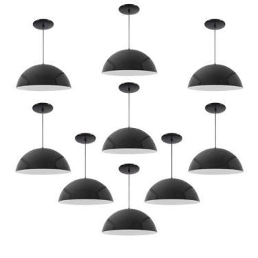 Imagem de Kit 9 Luminária Pendente Meia Lua 34cm Com Interior Branco Brilho Com 