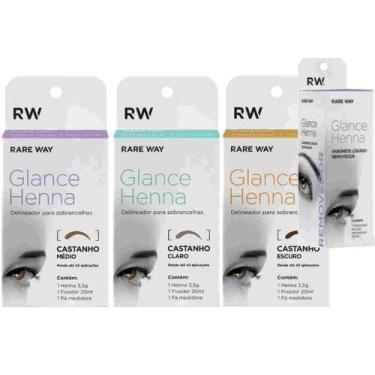 Imagem de Kit Designer Sobrancelha Profissional Henna Glance 3 Cores + sabonete 