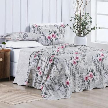 Imagem de Cobre leito Colcha Estampada Queen Dupla Face estampada 3p - Nathalia 