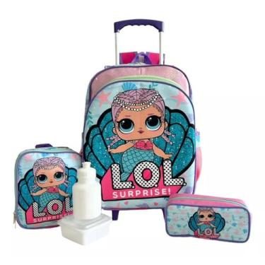 Imagem de Kit Mochila Rodinhas Infantil Menina Escolar Lol Sereia M F5 - chinami