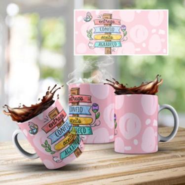 Imagem de Caneca frase Motivacional Religiosa Entrego Confio Aceito Agradeço Pre