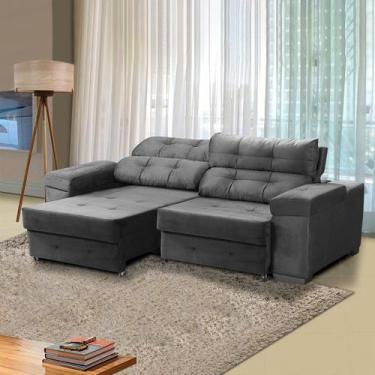 Imagem de Sofá Cinza 3 Lugares 220 Cm Retrátil Reclinável Mola Bonnel Ravello Ve