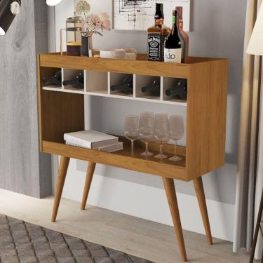Imagem de Aparador Adega com 6 Lugares para Garrafas e 1 Nicho Athenas Basoto Marrom/Off White