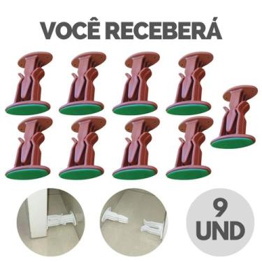 Imagem de Kit Trava De Porta Batente Prendedor Aparador Plástico Resistente - Es