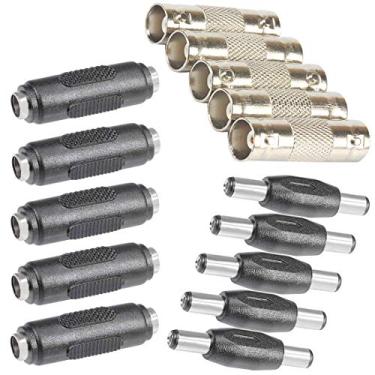 Imagem de Conector DC fêmea para fêmea e macho para macho 5,5 mm x 2,1 mm 12V 5A adaptador de tomada de alimentação, adaptador de tomada de alimentação CC para vigilância de segurança doméstica CCTV, DC/BNC Component(15PCS)