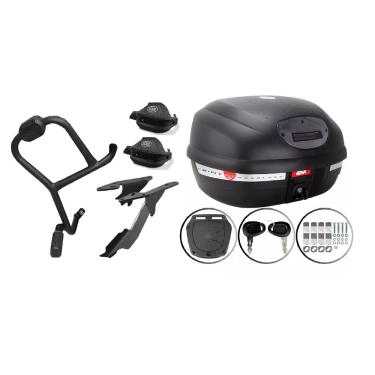 Imagem de Protetor Carenagem + Protetor Mao + Bagageiro Lander 2019 Scam + Bau Givi 33L E-33Nt