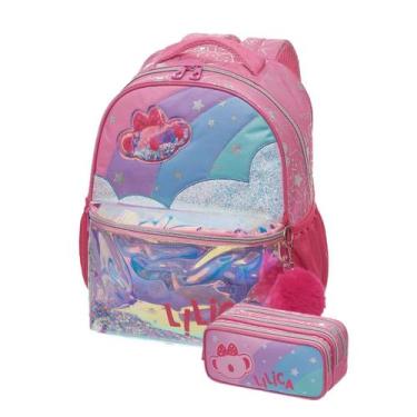 Imagem de Kit Mochila Costas Lilica Ripilica Com Estojo Triplo, Rosa