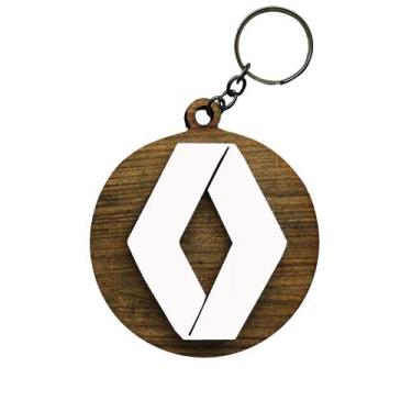 Imagem de Pacote 20 Chaveiros 3d Renault com Argola 4cm Mdf Madeira Decorada - A