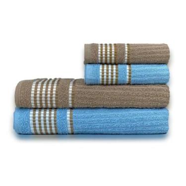 Imagem de Kit 4 Toalhas 2 Banho + 2 Rosto Canelada 370gr/m² 100% Algodão Beka - 