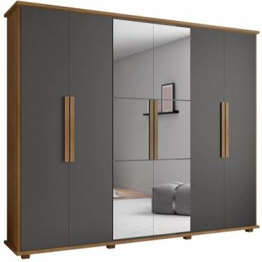 Imagem de Guarda Roupa Casal 6 portas com Espelho e 4 Gavetas Canadá RV Móveis C