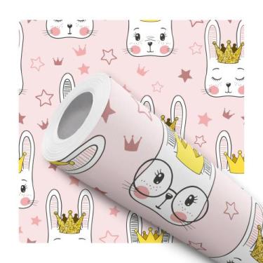 Imagem de Papel de Parede Vinílico Coelho Fofo Menina Rosa Quarto 12m - DELIQUAD