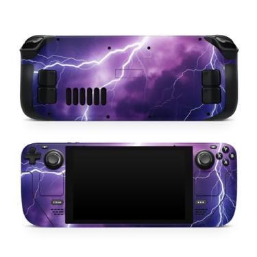 Imagem de TACKY DESIGN Capa Lightning compatível com Steam Deck Skin LCD e compatível com Steam Deck OLED Skin, Purple Thunder, decalque de vinil premium 3M, capa completa, compatível com adesivo Steam Deck