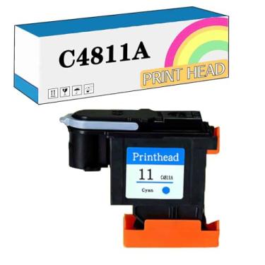 Imagem de YIZHIYZ Para HP 11 Cabeçote de impressão de tinta preto amarelo ciano magenta 4 peças cor brilhante para K850 K850DN 9100 9110 9120 9130 20PS 50PS 70 100Plus 1000 1100 1100D 1100DTN 1200 2250, Ciano,