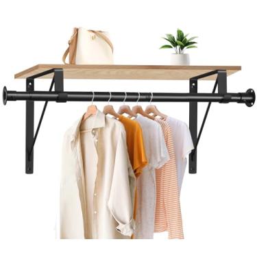 Imagem de Haste de armário, varões de armário de 40,6 a 213 cm, postes de guarda-roupa ajustáveis para pendurar roupas e suporte resistente para poste de armário (a prateleira não incluída) (preto)