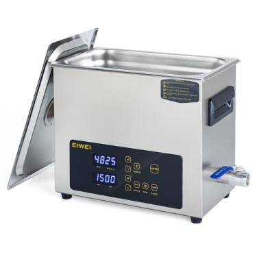 Imagem de EIWEI Limpador ultrassônico 6l, limpeza com um toque, aquecimento, frequência dupla, frequência de varredura, máquina de limpeza ultrassônica de toque para laboratórios, carburador, joias, d