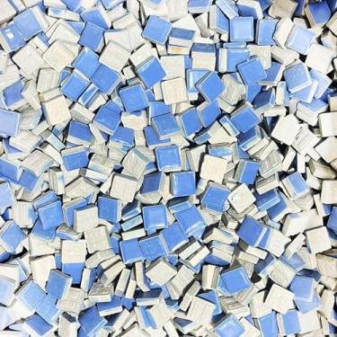 Imagem de Mini Azulejos de Mosaico de Cerâmica Azul de 15 mm para Artesanato, Peças de Mosaico de Cerâmica Coloridas Suprimentos de Arte para Banheiro Vaso de Flores Mesas Externas Coasters - 200g
