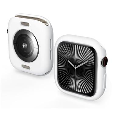 Imagem de Pacote com 2 capas compatíveis com Apple Watch de 46 mm e 42 mm, capa protetora de TPU macio para Apple Watch Series 10 (branca, 46 mm)