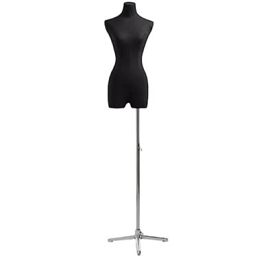 Imagem de Multiuso Manequim de superfície de serapilheira pequeno esterno clavícula manequim corpo meio corpo manequim feminino com suporte de metal para exibição de janela Janela