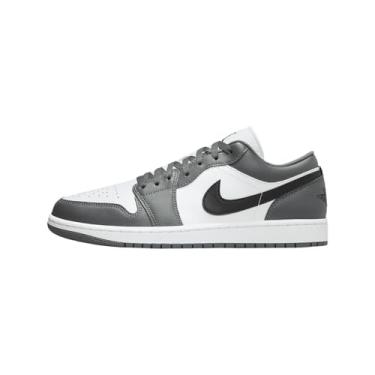 Imagem de Tênis masculino Air Jordan 1 Low (553558-152, branco/cinza ferro/preto), Branco/preto e cinza, 42