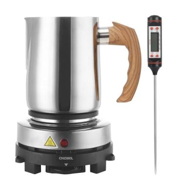 Imagem de handysienda Kit de fabricação de velas com placa quente para adultos, conjunto de velas com derretidor de cera para iniciantes, jarro de panela de 900 ml, termômetro, acessórios para ferramentas de