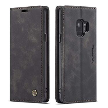Imagem de Capa para Samsung Galaxy S9, capa carteira para Samsung Galaxy S9, capa protetora flip com suporte magnético retrô de couro com compartimento para identidade e cartão de crédito para Samsung Galaxy S9