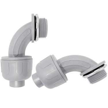 Imagem de Feotech Conector líquido apertado de 1/2 polegada - pacote com 2 acessórios de conduíte elétrico de PVC conectores flexíveis retos de 90 graus para casa, cozinha e banheiro conector de conduíte