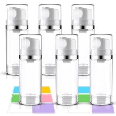 Imagem de Frascos de bomba sem ar 100 ml Cosywell, pacote com 6, frascos hidratantes vazios, recipientes de cosméticos, frascos de viagem para shampoo, loção e creme (transparente)