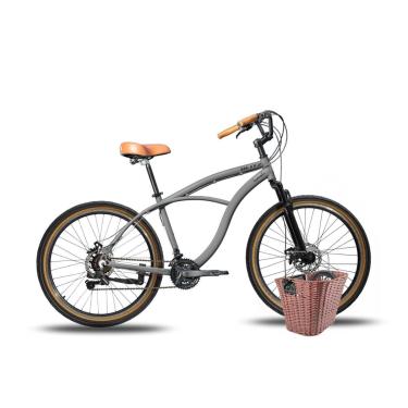 Imagem de KIT Bicicleta Blitz Terral 26 Urbana 21v + Cestinha + Cadeado Unissex-Unissex