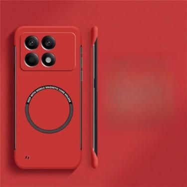 Imagem de Capa de telefone sem moldura magnética, ultra fina, rígida, para xiaomi poco x6 pro f3 f4 f5 pro, capa sólida fosca de cor pura, vermelha, para poco f5 pro