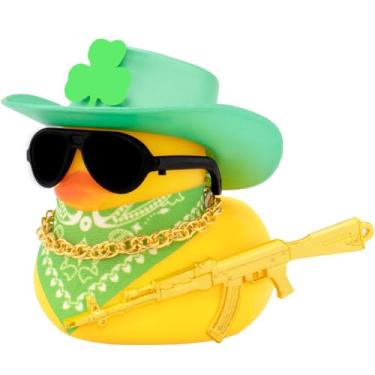 Imagem de wonuu Ornamentos de borracha para carro de pato decorações do dia de São Patrício, decorações de painel de carro de pato acessórios legais para carro, glitter verde-AK47