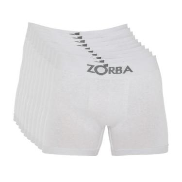 Imagem de Kit 10 Cuecas Zorba Boxer sem Costura Algodão 781 Branco, Branco, G
