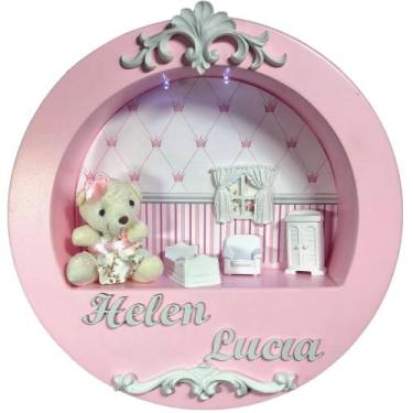 Imagem de Enfeite Porta Maternidade Cenário Nicho Led + nome - PRINCESA ROSA E B