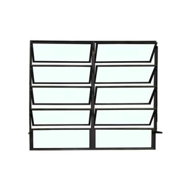 Imagem de Vitro Basculante 100 x 150 Alumínio Preto 2 Seções Linha Esmeralda Bre