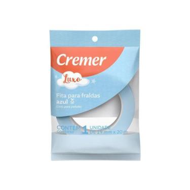 Imagem de Fita Para Fralda 20 Metros Crepe Cremer Luxo Branca Azul Rosa