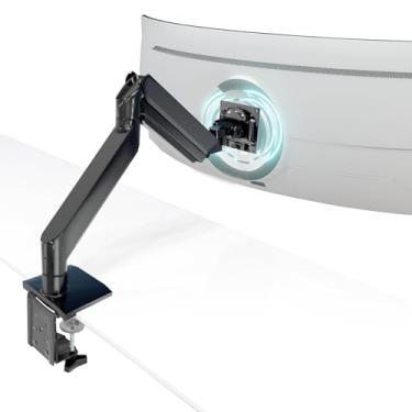 Imagem de Mount-It! Suporte de mesa de monitor resistente para monitores Ultrawide de 49 e 57 polegadas, ajuste de altura da mola a gás de movimento total