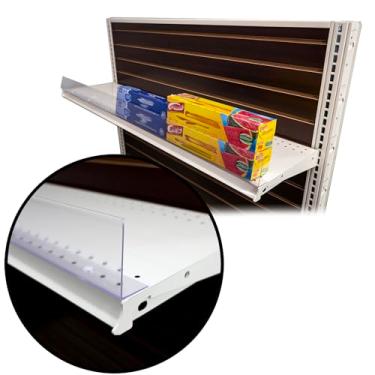 Imagem de Cerca de prateleira transparente para gôndola ou prateleiras de madeira, lábios frontais de plástico transparente para prateleiras de varejo e corredores de lojas, 7,6 cm A x 91,4 cm C, pacote com 10