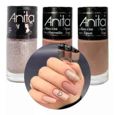 Imagem de Kit 3 Esmaltes Anita - Refinada, Chic Gliter , Monocromatica