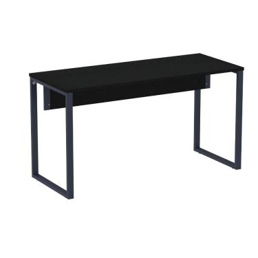 Imagem de Mesa Escritório P25 TUB Pandin 150 cm (Larg) Tampo MDP Preto Pé Aço Tubular Azul Del Rey