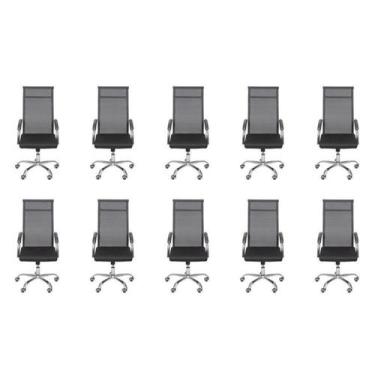 Imagem de Kit 10 Cadeiras Escritório Presidente Alta Tela Mesh Roma 3312 - OR De