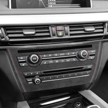 Imagem de BETTERHUMZ Painel de CD para console central de ar condicionado compatível com BMW F15 F16 X5 X6 Series 2014-2018 para Alcantara Suede Performance Adesivos acessórios interiores de carro