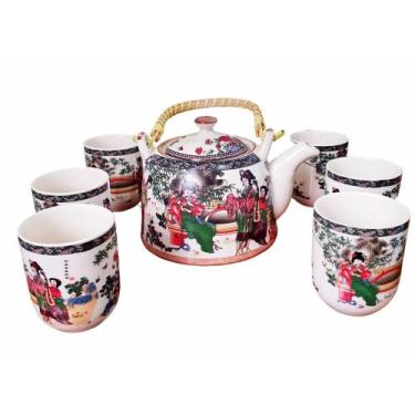 Imagem de Jogo Conjunto Bule Chá Flor Oriental - Althea Arte Decor