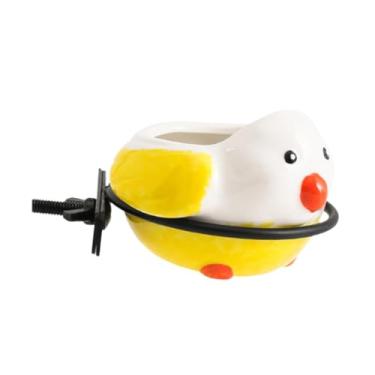 Imagem de Baoblaze Aves de alimentador de pássaros, tigela de água com nozes de asa, copo de prato de alimentação de pássaros cerâmicos para pisos de argamassa, Amarelo