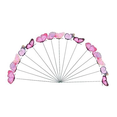 Imagem de WeiLaiKeQi 24pcs Butterfly Garden Stakes Decorações de borboleta Arte ao ar livre fora da plantadeira ornamentos decorativos para o pote de, Rosa