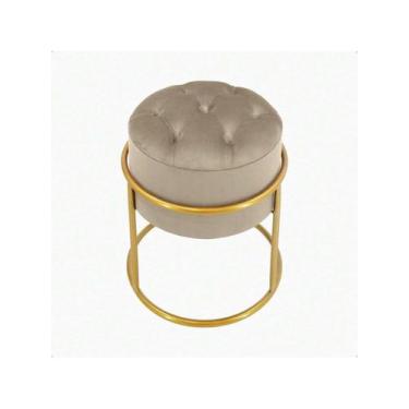 Imagem de Puff Argola capitonê tecido veludo luxo - NoBrand, Bege