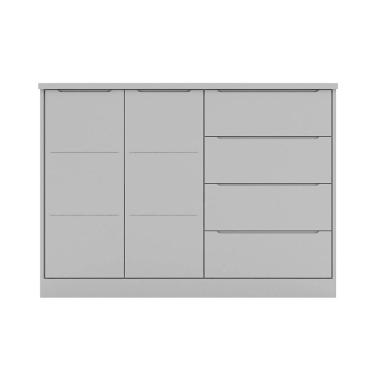 Imagem de Cômoda Infantil 2 Portas 4 Gavetas Lua P04 Cinza - Mpozenato