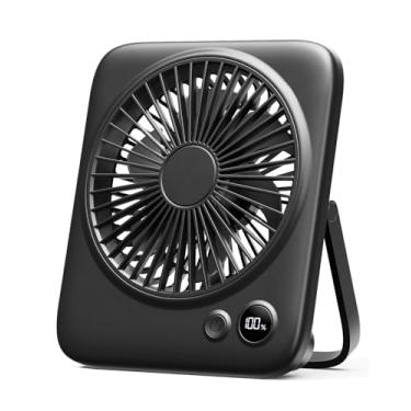 Imagem de Otlonpe Ventilador de mesa portátil pessoal operado por bateria, 4000 mAh pequenos ventiladores portáteis recarregáveis por USB para viagens, quarto, escritório, mesa de casa, visor de LED, sem fio