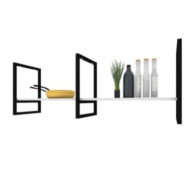 Imagem de Prateleira Suspensa Teto Cozinha prateleira branca pratileira pratelei