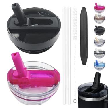 Imagem de Pacote com 2 tampas de canudo destacável de 1,134 g para Stanley Quencher ProTour, à prova de vazamento para tampa Stanley de substituição, à prova de derramamento, reutilizável, compatível com copo